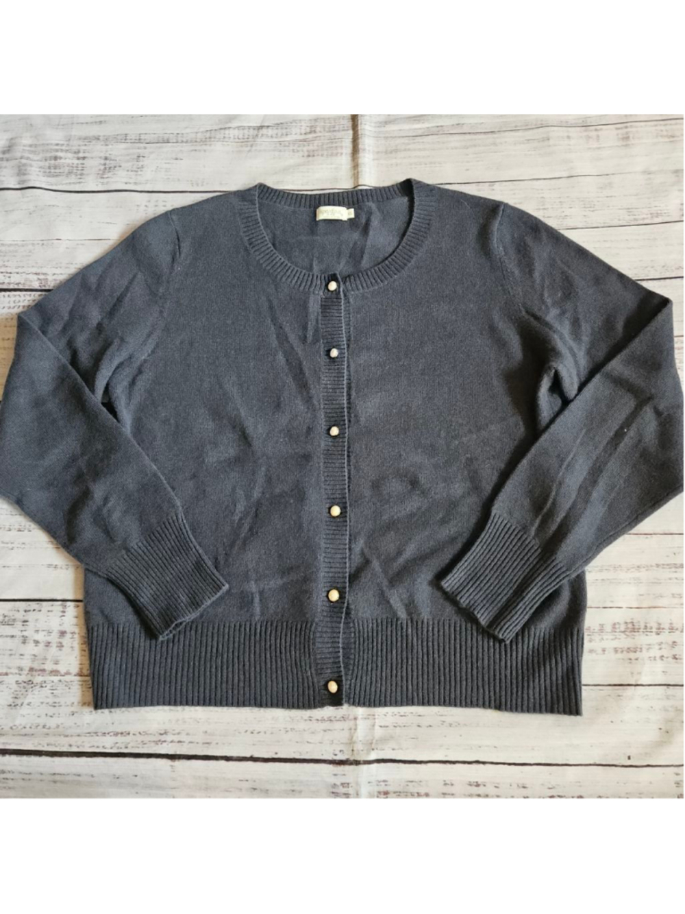 Spartina 449 Dusty Blue Solid Cashmere Cardigan Preppy Minimalist Womens XL